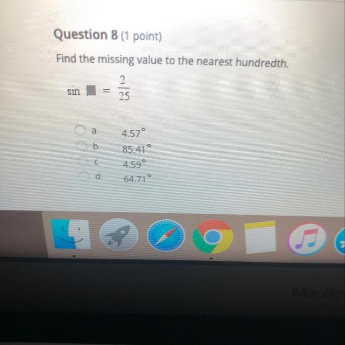 Find the missing value to the nearest hundredth